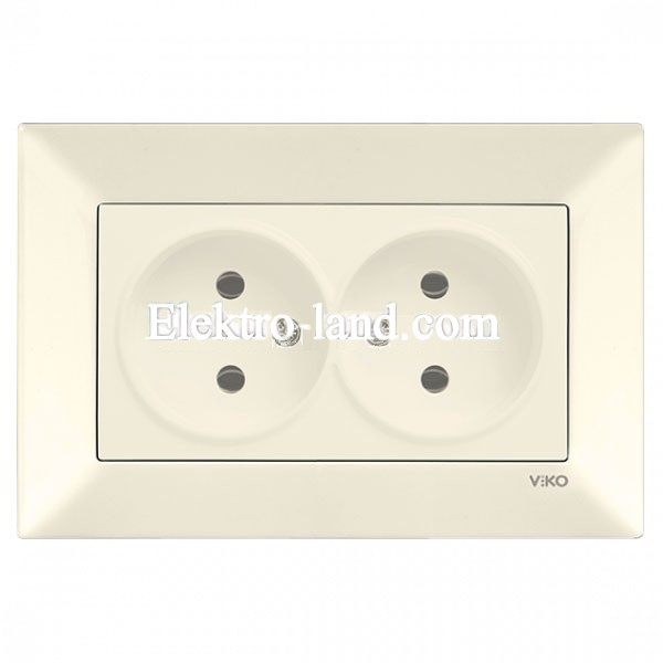 Розетка двойная без заземления  VIKO MERIDIAN крем 90970255-WH